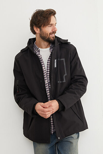 Fulla Moda Μπουφάν μεγάλου μεγέθους με με τύπωμα τσέπες