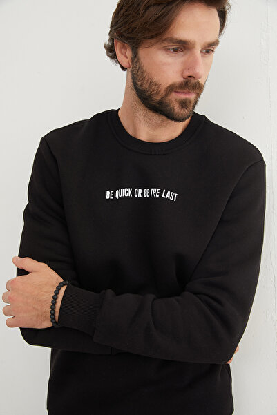 Fulla Moda Φούτερ με λαιμόκοψη με στάμπα με 3 νήματα