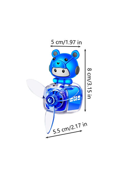 Mega Oto Market زينة مكيف الهواء على شكل مروحة، مشبك معطر للسيارة، طيار أسود مع طائرة زرقاء، تميمة منعشة للهواء