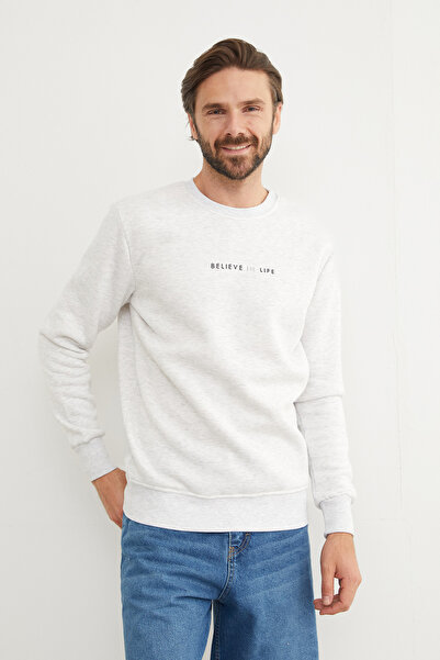 Fulla Moda 3 İplik Believe In Life Kabartma Baskılı Sweatshirt