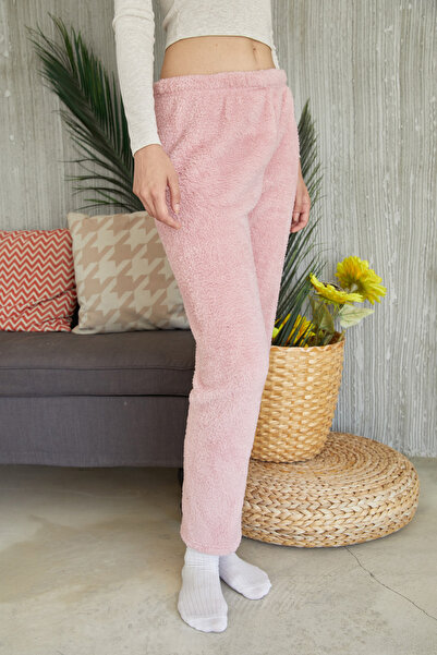 Fulla Moda Beli Lastikli Pelüş Pijama Altı