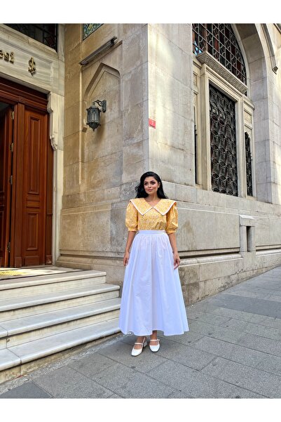 KÜÇÜĞÜM BUTİK White Flared Poplin Skirt