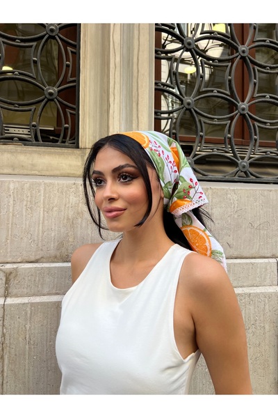 KÜÇÜĞÜM BUTİK Orange Patterned Lace Detailed Bandana
