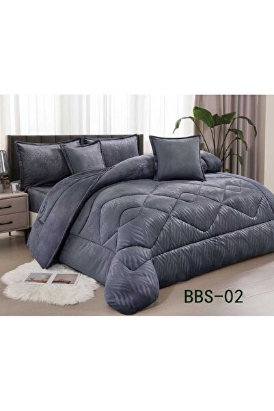 Gerenic 6-piece winter king size bedspread for two people, one velvet side and one fur side, king size 230x250 cm