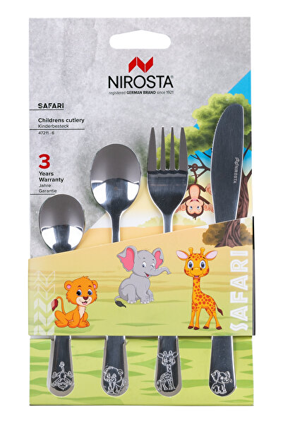 FACKELMANN Nirosta Safari children's cutlery set, stainless steel, 4 pieces