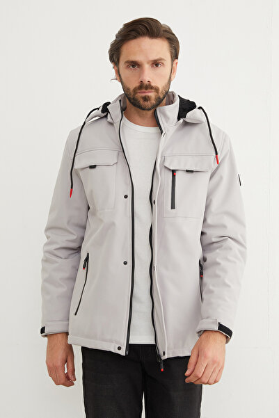 Fulla Moda Diving Fabric Snap Button Hooded Jacket