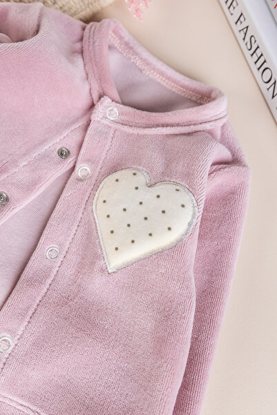 Babymod Cardigan Baby Collar 3-Piece Velvet Winter Baby Girl Romper Set