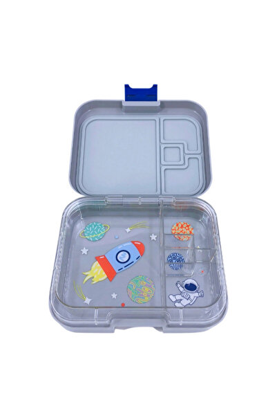 TINY WHEEL صندوق غداء بينتو بتصميم فضائي مكون من 4 أقسام