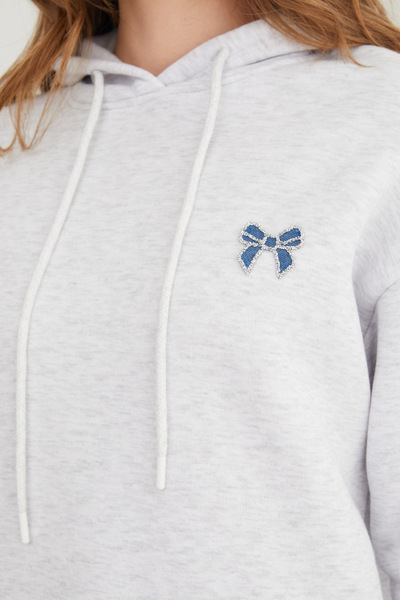 Fulla Moda Φούτερ με κουκούλα με κεντημένο φιόγκο με 3 κλωστές