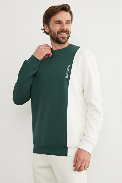 Fulla Moda Respectıve Yazı Baskılı Renk Bloklu Sweatshirt