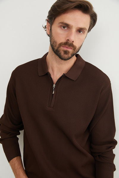 Fulla Moda Πλεκτό πουλόβερ με μισό φερμουάρ