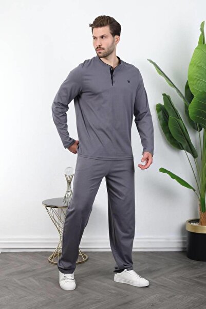Madmext Smoked Button Collar Men's Pajama Set E7333