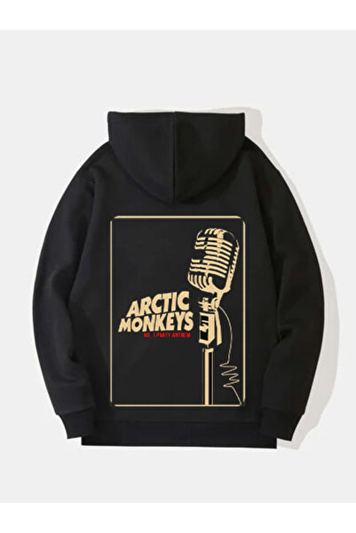 MAGORS Hanorac rock cu glugă, cu mânecă lungă, din bumbac, cu imprimeu ARCTIC MONKEYS, cu 3 fire