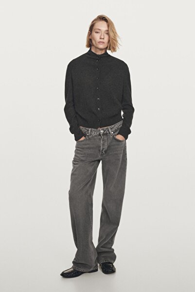 Massimo Dutti %100 yün dik yaka triko hırka