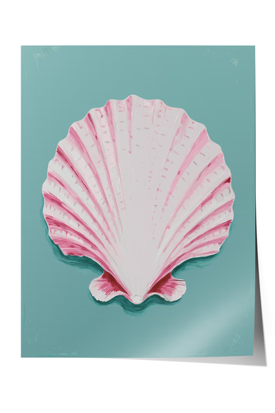 Zestia Poster fără ramă, design cu scoici roz, poster decorativ pentru baie n...