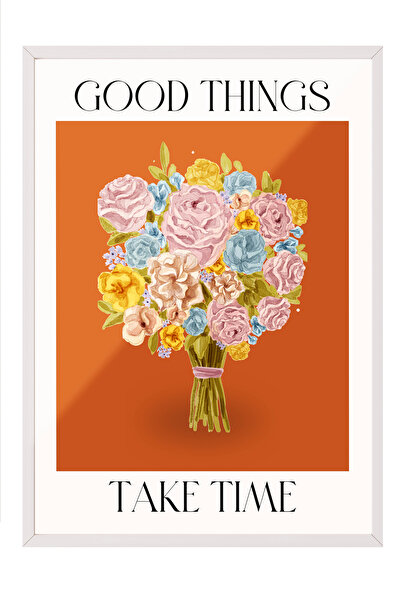 Zestia Tablou înrămat alb, buchet de flori colorate, poster decorativ pentru ...