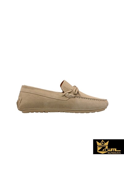 Zaim Kundura Men's Beige Genuine Suede Shoes 342890901-1