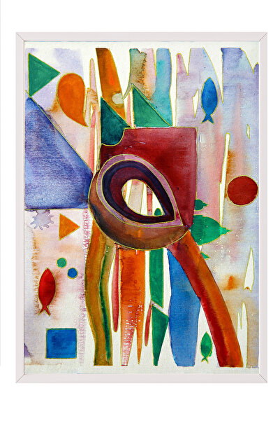 Zestia Tablou înrămat alb, desen colorat cu ochi și modele abstracte, poster ...