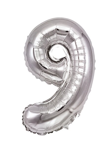 SDX Market Balon folie metalizată argintie, Mirific Party, Numărul 9, 80 cm, ...