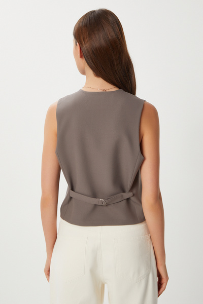 Lovelyİstanbul Buttoned Polyviscon Vest Lgp0019 Mink