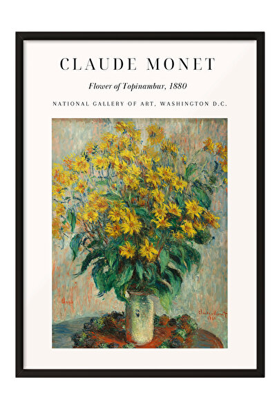 Zestia Tablou înrămat negru, Tablou cu flori galbene de Claude Monet, Poster ...