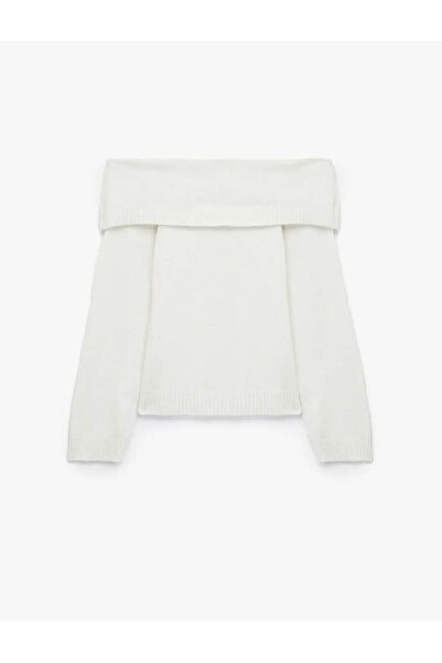 Koton Omzu Open Knitwear Ecru Women's Sweater 6Wak90056Ht