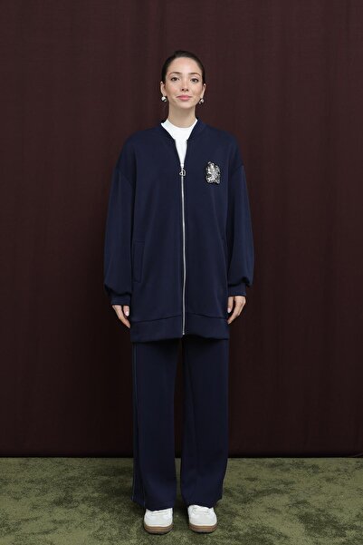 Puane Kadın Nakış Detaylı işlemeli Takım - 14305TKS - NAVY