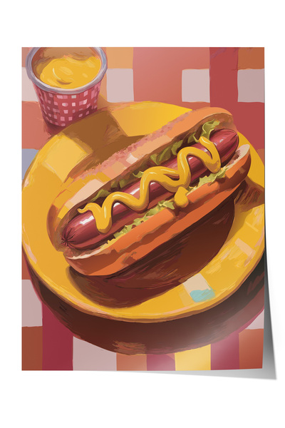 Zestia Plakat bez okvira, ilustracija hot doga, poster za dekoraciju kuhinje ...