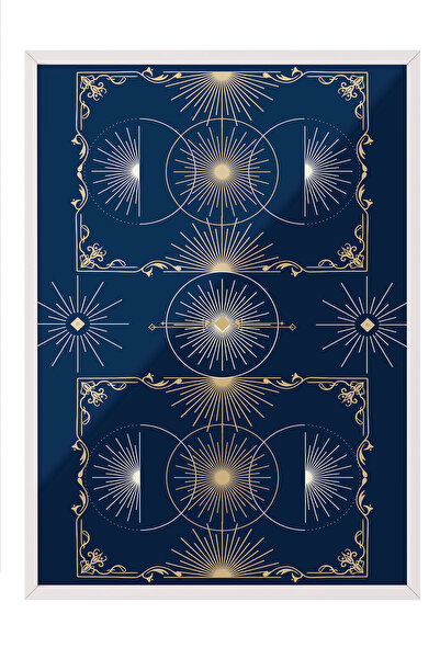 Zestia Tablou înrămat alb, Geometria cerului, Poster decorativ pentru birou N...