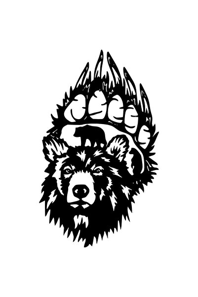 OEM Decor perete Laba de Urs HH704 din lemn - 18 L x 30 H (cm)