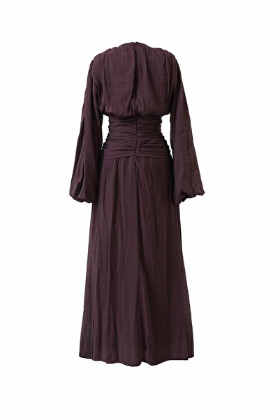 Loreen Γυναικείο Μακρύ Φόρεμα με Λεπτομέρεια στη Μέση -20712ELB - Βουργουνδία