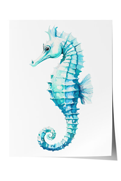 Zestia Poster fără ramă, ilustrație cu căluți de mare albaștri, poster decora...