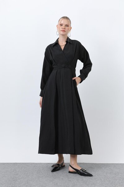 Loreen Γυναικείο Φόρεμα με Λεπτομέρεια με Κουμπιά-20674ELB - Μαύρο