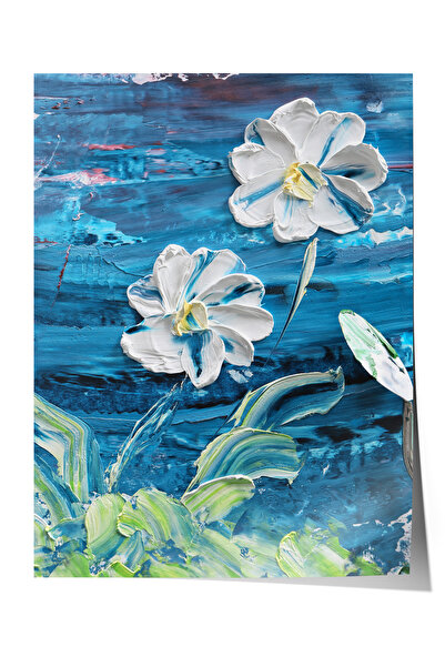Zestia Безрамков постер, Лилия сред сини вълни, Постер за декорация на хола №...