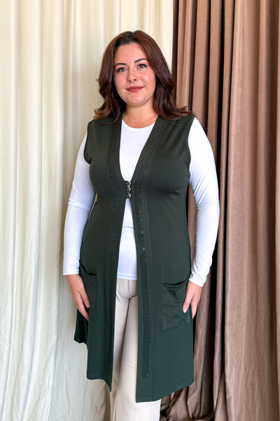ModaPlaza Women's Plus Size Long Vest 504