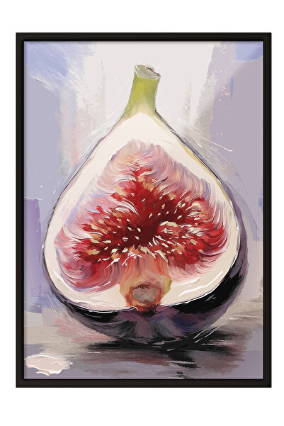 Zestia Tablou cu ramă neagră, Ilustrație cu detalii de fructe de pădure mov, ...