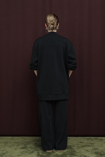 Puane Women's Embroidery Detailed Embroidered Suit - 14305Tks - Black