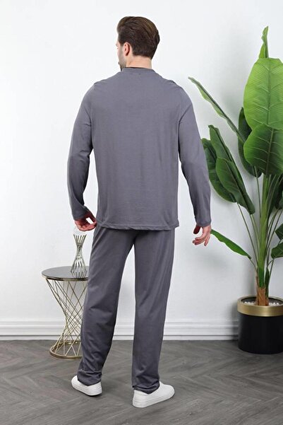 Madmext Smoked Button Collar Men's Pajama Set E7333