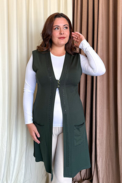 ModaPlaza Women's Plus Size Long Vest 504