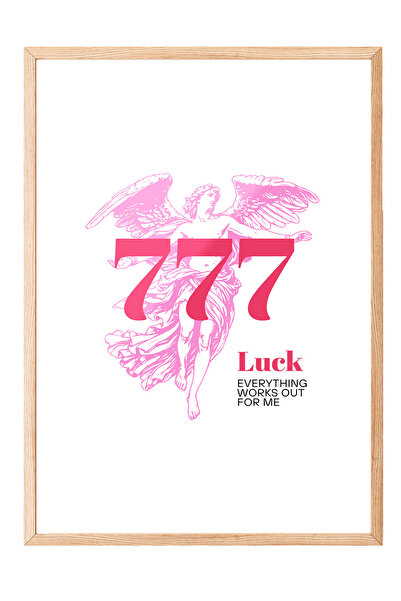 Zestia Tablou cu ramă din lemn, 777 Aripi de înger a norocului, Poster decora...