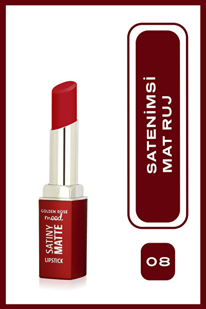 Golden Rose Mood Satiny Matte Lipstick No: 08 Candy Red - Nemlendirici Mat Ruj