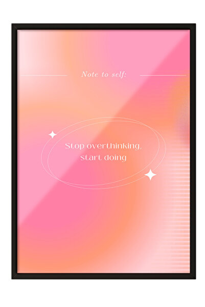 Zestia Tablou cu ramă neagră, Motivație tipografică roz, Poster decorativ pen...