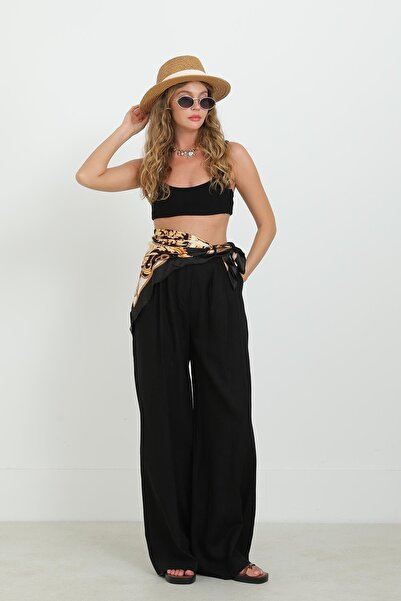 Soul Pantaloni largi cu detaliu cu pens pentru femei -32304PNT - NEGRU