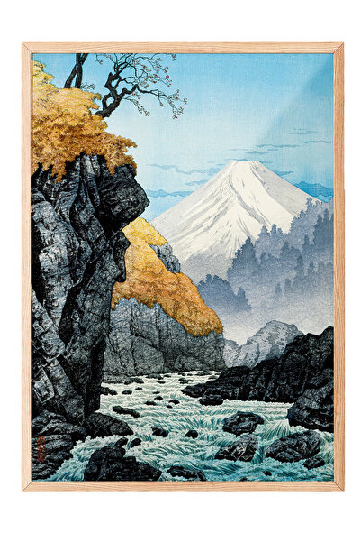Zestia Tablou înrămat în lemn, Peisaj cu Muntele Fuji, Poster decorativ pentr...