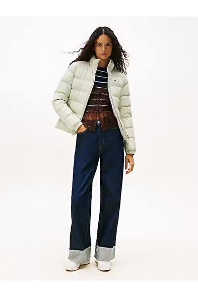 Tommy Hilfiger Women's Brand Logo Hooded Stylish Full Zipper Jacket Suitable for Daily Use Green