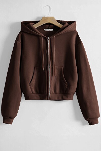 GHASSY CO. Ghassy Co. Women's Cotton Crop Model Kangaroo Pocket Autumn and Spring Hooded Crop Sweatshirt