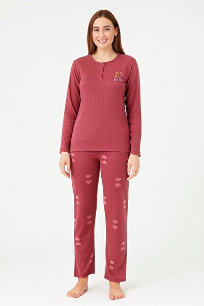 Pemilo Set de pijamale pentru femei 05030 cu mâneci lungi, 100% bumbac, cu in...