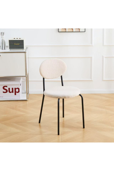 Generic Single Chair - Bouclé Beige Fabric