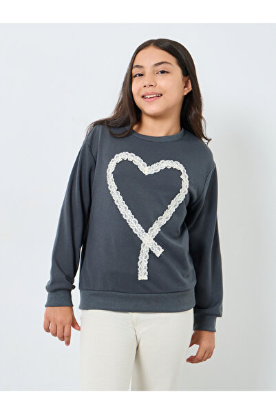 Styli Teen Heart Lace Sweatshirt and Flared Legging Set
