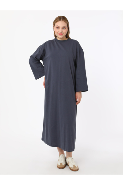 Alia By Styli Plus Grey T-Shirt Maxi Dress